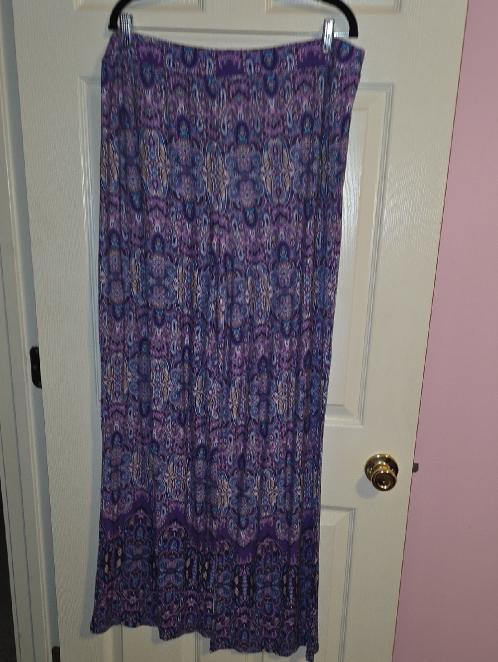 Purple Bohemian Print Maxi Skirt - Women's Pull-On Skirt